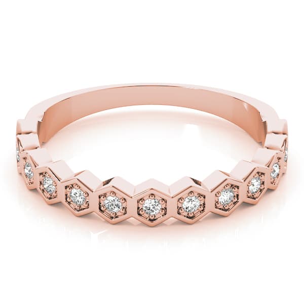 Hexagon Shaped Stackable Wedding Bands (0.1 ct. tw.), On hand view in rose gold