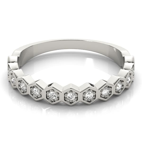 Hexagon Shaped Stackable Wedding Bands (0.1 ct. tw.), On hand view in white gold or platinum