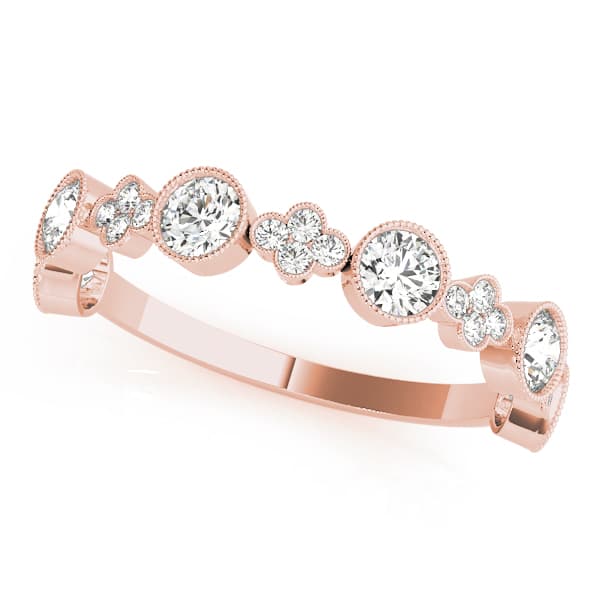 Round & Clover Milgrain Band (0.3 ct. tw.), Front view in rose gold
