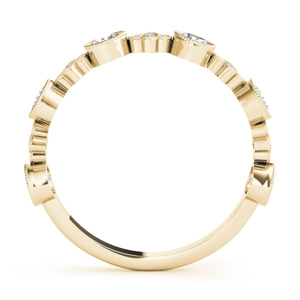 Round & Clover Milgrain Band (0.3 ct. tw.), Side view in yellow gold