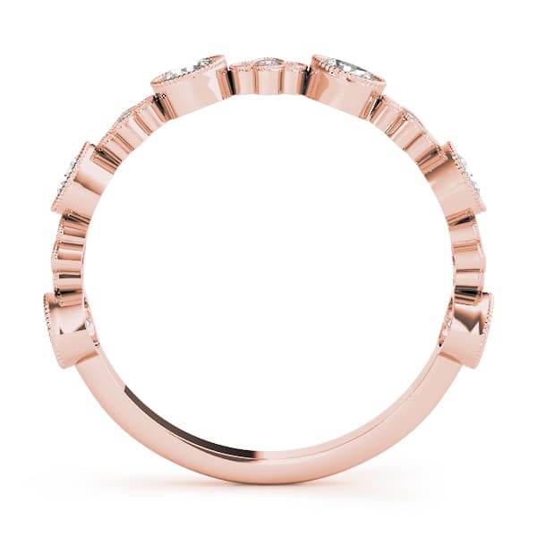 Round & Clover Milgrain Band (0.3 ct. tw.), Side view in rose gold