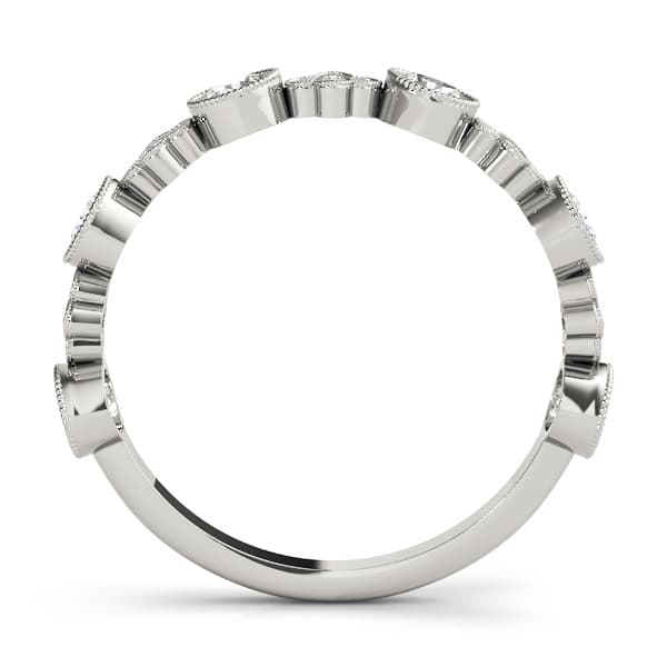 Round & Clover Milgrain Band (0.3 ct. tw.), Side view in white gold or platinum