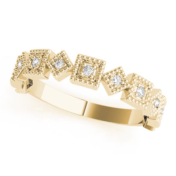 Vintage-Inspired Milgrain Band (0.07 ct. tw.), Front view in yellow gold