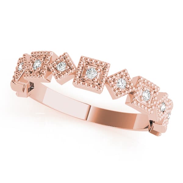 Vintage-Inspired Milgrain Band (0.07 ct. tw.), Front view in rose gold