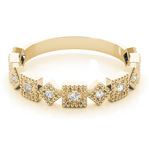 Vintage-Inspired Milgrain Band (0.07 ct. tw.), On hand view in yellow gold