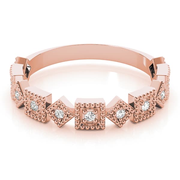 Vintage-Inspired Milgrain Band (0.07 ct. tw.), On hand view in rose gold