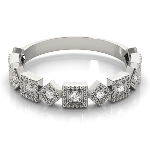 Vintage-Inspired Milgrain Band (0.07 ct. tw.), On hand view in white gold or platinum