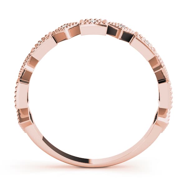 Vintage-Inspired Milgrain Band (0.07 ct. tw.), Side view in rose gold