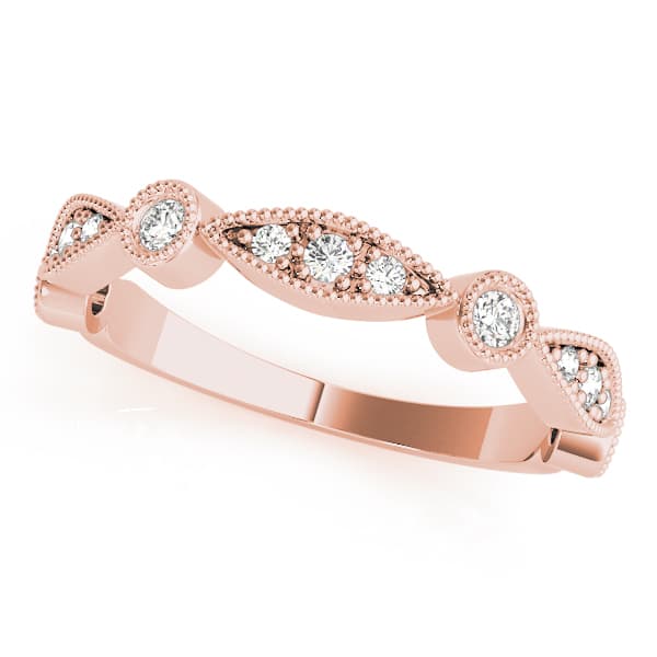 Stackable Milgrain Band (0.16 ct. tw.), Front view in rose gold
