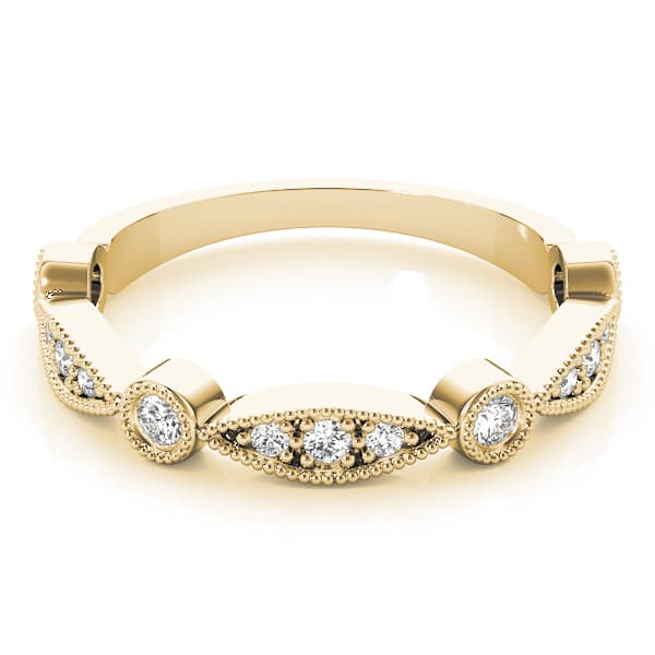 Stackable Milgrain Band (0.16 ct. tw.), On hand view in yellow gold