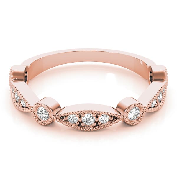 Stackable Milgrain Band (0.16 ct. tw.), On hand view in rose gold