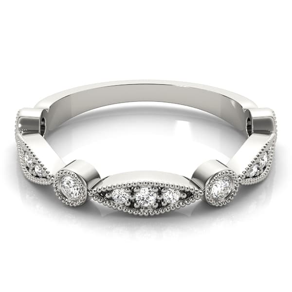 Stackable Milgrain Band (0.16 ct. tw.), On hand view in white gold or platinum