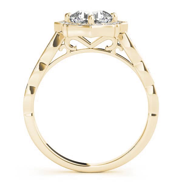 Scalloped Cushion Halo Ring, style 84996, Side view in yellow gold