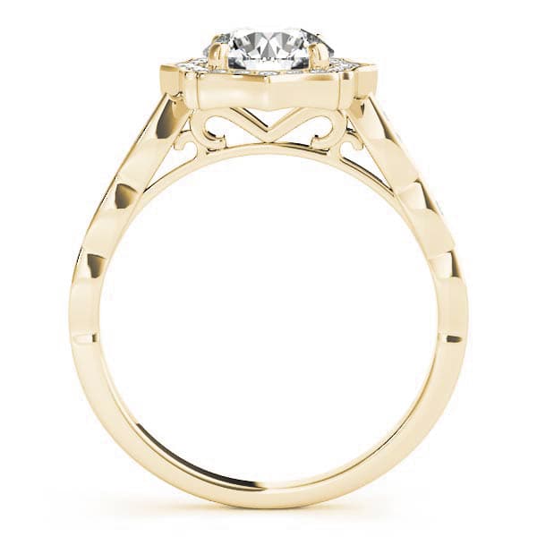Scalloped Halo Single Row Engagement Ring, style 84997, Side view in yellow gold
