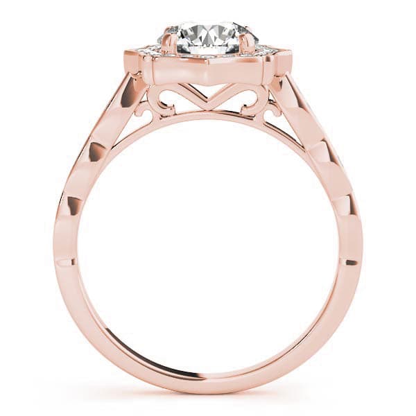 Scalloped Halo Single Row Engagement Ring, style 84997, Side view in rose gold