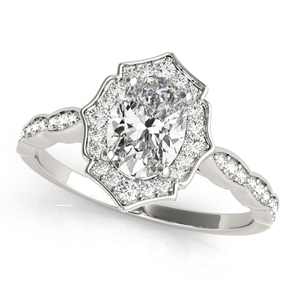 Vintage-Inspired Scalloped Halo Engagement Ring — style 84998 in 10k White Gold