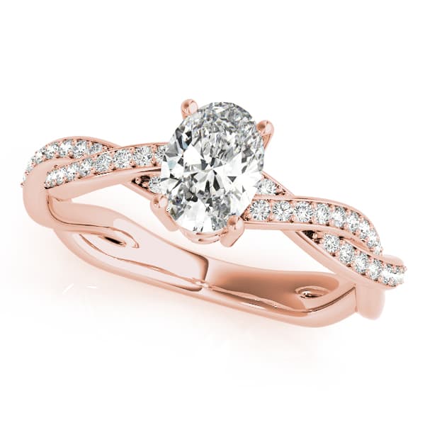 Double Row Twisted Shank Engagement Ring, style 85000, Front view in rose gold