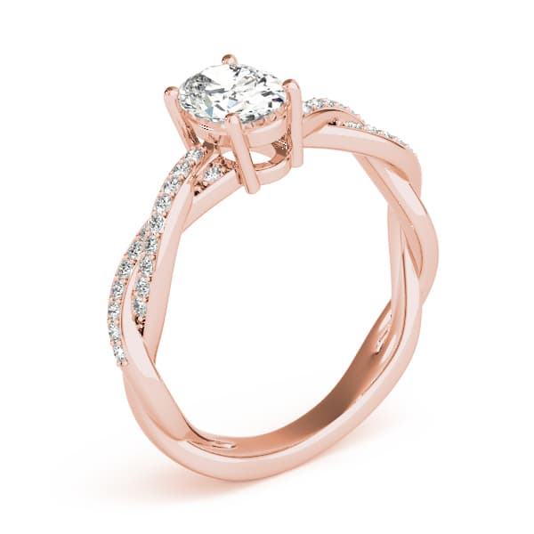 Double Row Twisted Shank Engagement Ring, style 85000, Angle view in rose gold