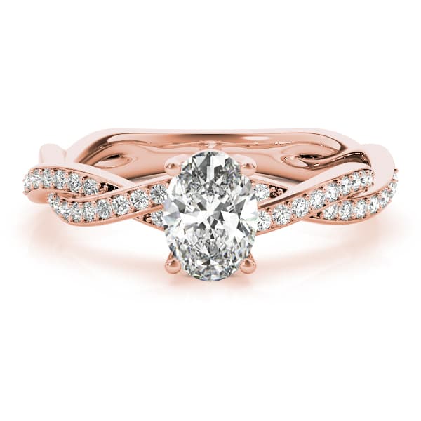 Double Row Twisted Shank Engagement Ring, style 85000, On hand view in rose gold