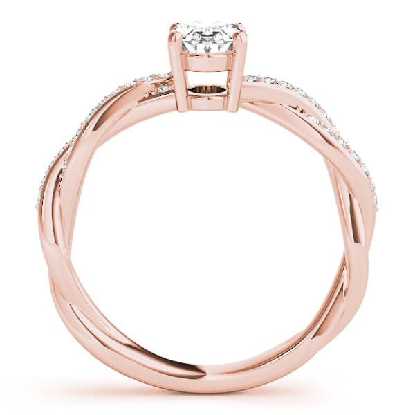 Double Row Twisted Shank Engagement Ring, style 85000, Side view in rose gold