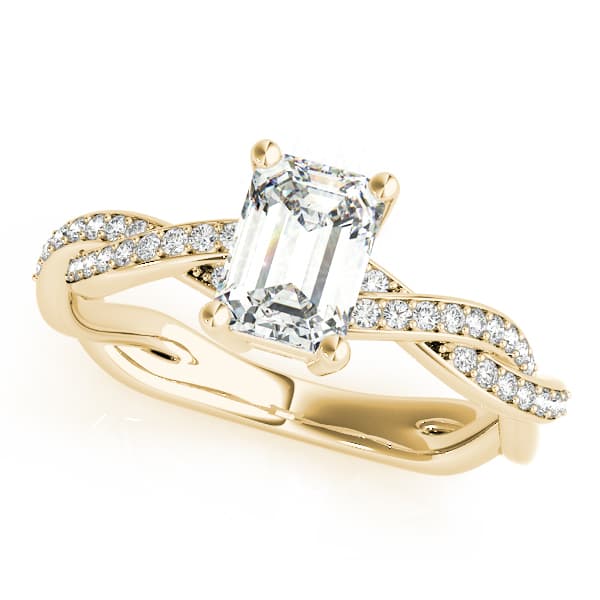 Emerald-Cut Braided Shank Multi-Row Engagement Ring, style 85001, Front view in yellow gold