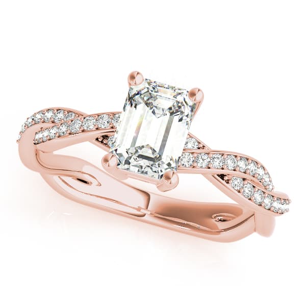 Emerald-Cut Braided Shank Multi-Row Engagement Ring, style 85001, Front view in rose gold