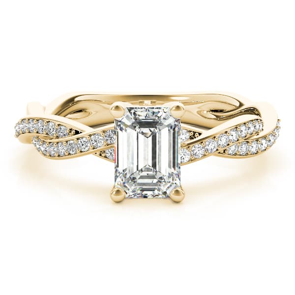 Emerald-Cut Braided Shank Multi-Row Engagement Ring, style 85001, On hand view in yellow gold