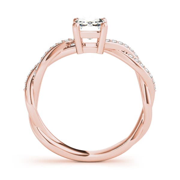 Emerald-Cut Braided Shank Multi-Row Engagement Ring, style 85001, Side view in rose gold