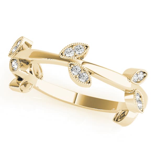 Nature Inspired Leaf Shape Fashion Band (1/8 ct. tw.), Front view in yellow gold
