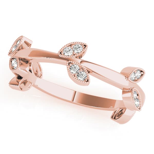 Nature Inspired Leaf Shape Fashion Band (1/8 ct. tw.), Front view in rose gold
