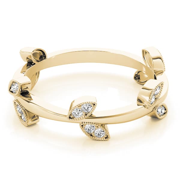 Nature Inspired Leaf Shape Fashion Band (1/8 ct. tw.), On hand view in yellow gold