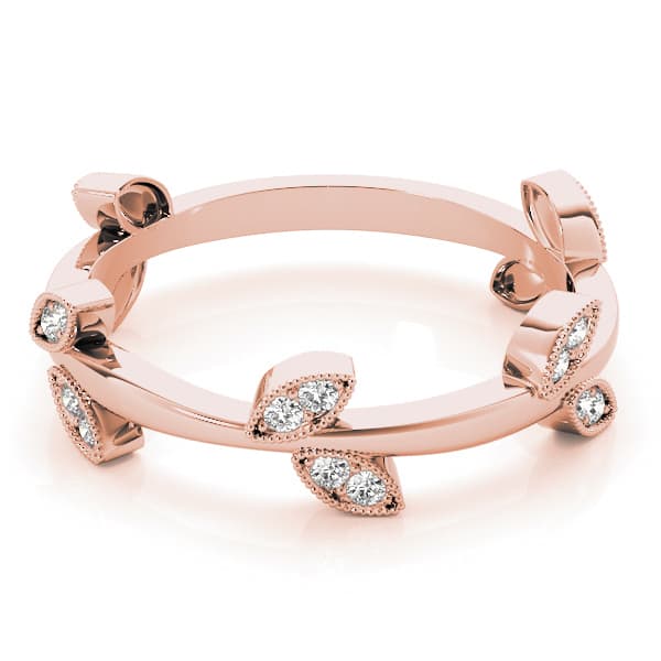 Nature Inspired Leaf Shape Fashion Band (1/8 ct. tw.), On hand view in rose gold