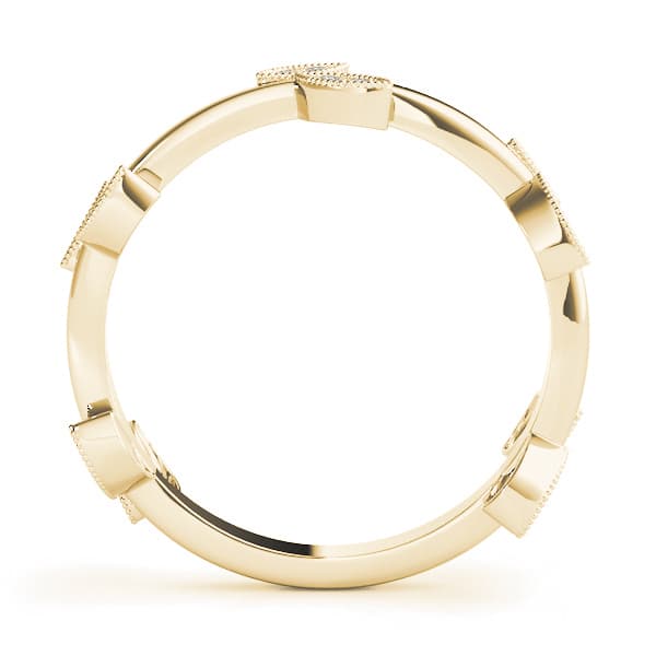 Nature Inspired Leaf Shape Fashion Band (1/8 ct. tw.), Side view in yellow gold