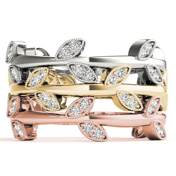 Nature Inspired Leaf Shape Fashion Band (1/8 ct. tw.), Top view in white gold or platinum