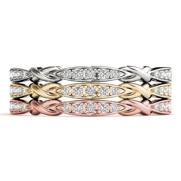 Stackable Vintage Inspired Band (0.06 ct. tw.), Top view in white gold or platinum