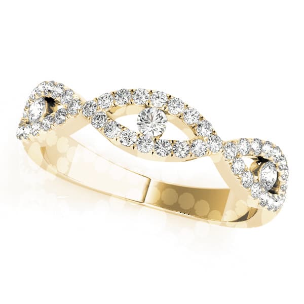Double Row Infinity Prong Set Wedding Bands (1/3 ct. tw.), Front view in yellow gold