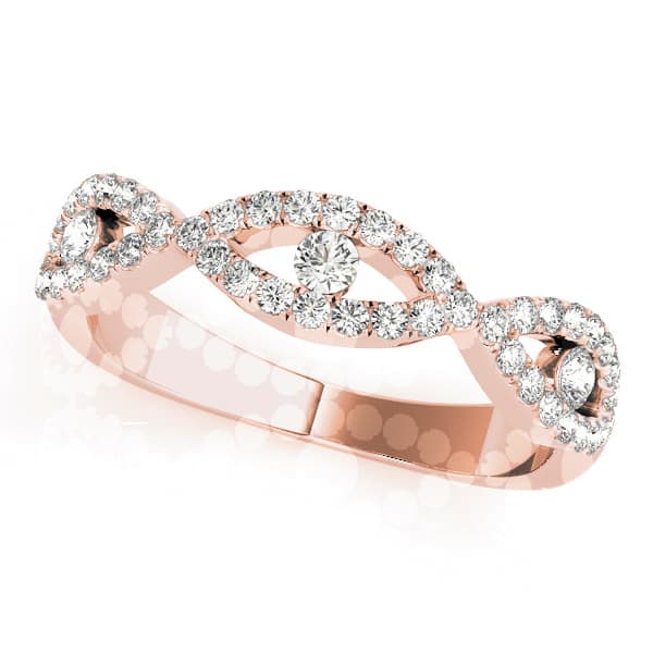 Double Row Infinity Prong Set Wedding Bands (1/3 ct. tw.), Front view in rose gold