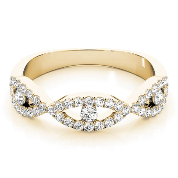 Double Row Infinity Prong Set Wedding Bands (1/3 ct. tw.), On hand view in yellow gold