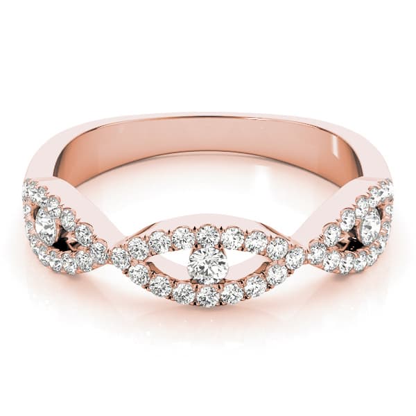 Double Row Infinity Prong Set Wedding Bands (1/3 ct. tw.), On hand view in rose gold