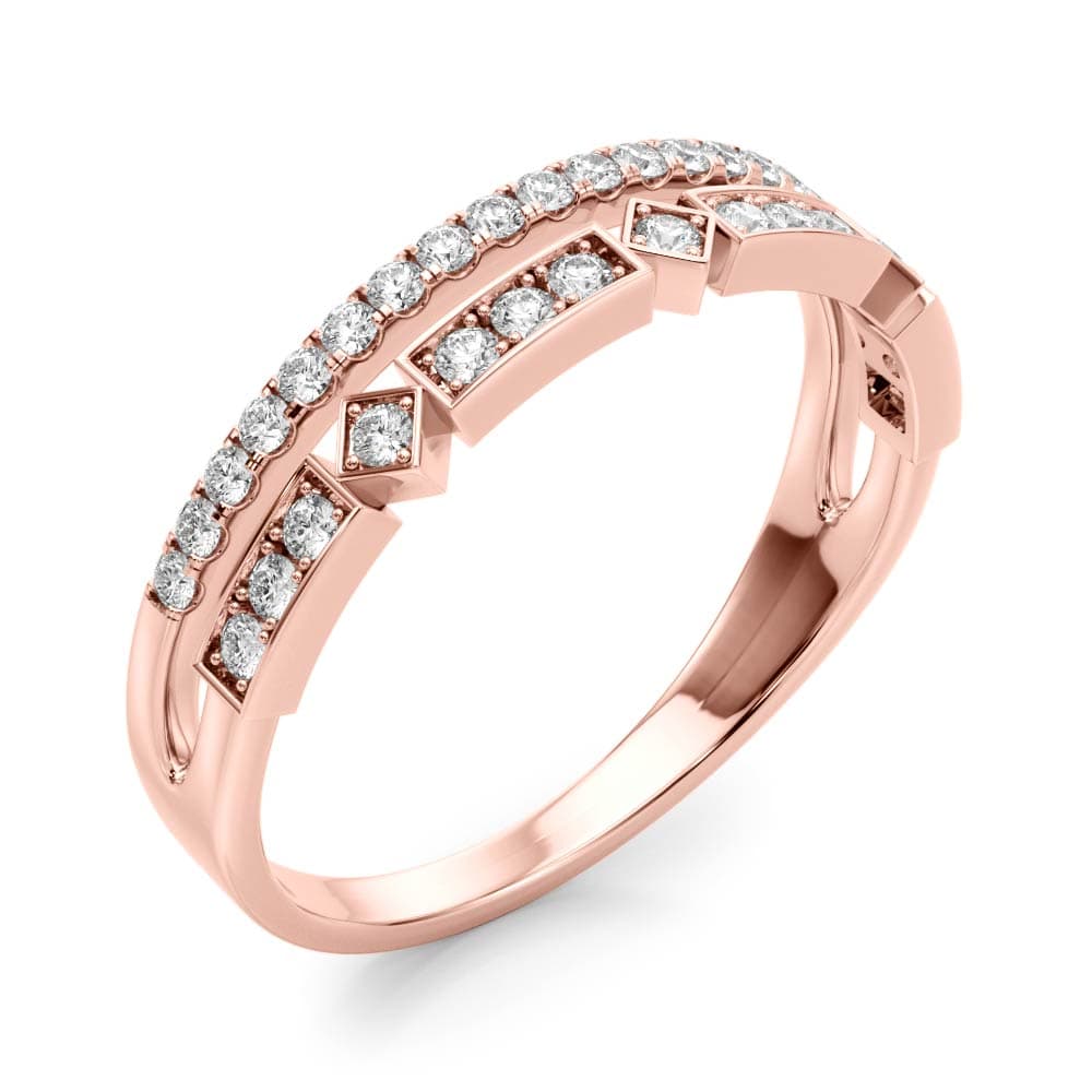 Double Row Fashion Band (0.18 ct. tw.), Angle view in rose gold