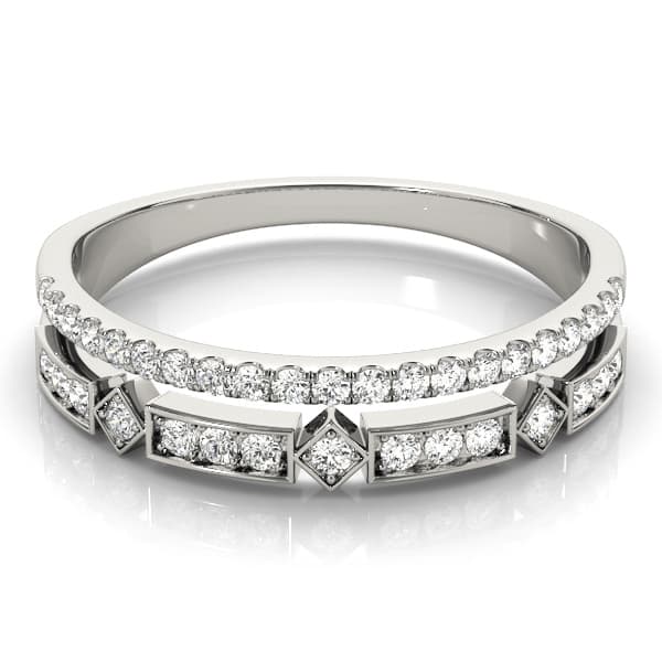 Double Row Fashion Band (0.18 ct. tw.), On hand view in white gold or platinum