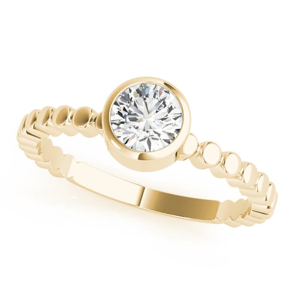 Bezel Set Solitaire Engagement Ring, style 85020, Front view in yellow gold