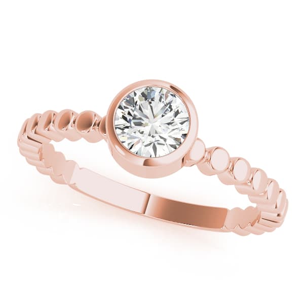 Bezel Set Solitaire Engagement Ring, style 85020, Front view in rose gold