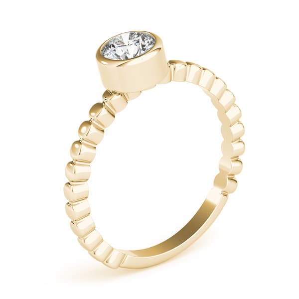 Bezel Set Solitaire Engagement Ring, style 85020, Angle view in yellow gold