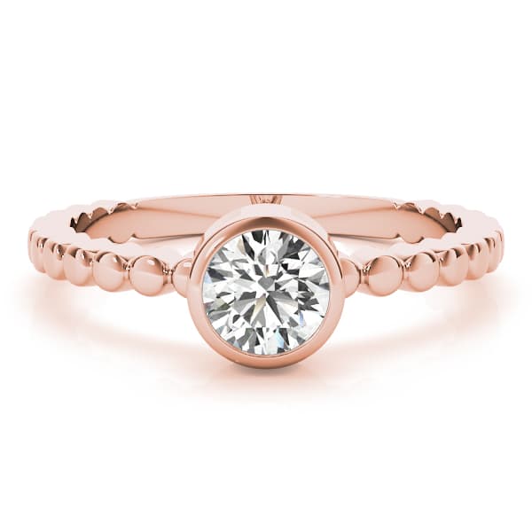 Bezel Set Solitaire Engagement Ring, style 85020, On hand view in rose gold