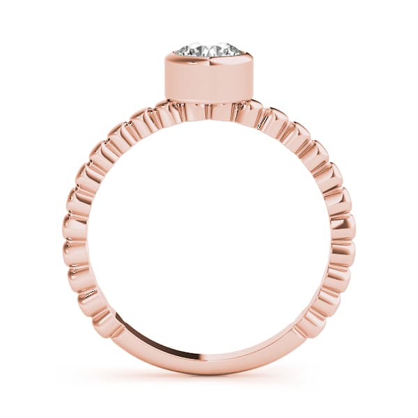 Bezel Set Solitaire Engagement Ring, style 85020, Side view in rose gold