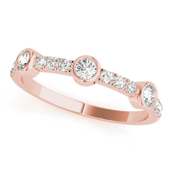 Bezel Set Split Prong Fashion Ring (0.42 ct. tw.), Front view in rose gold