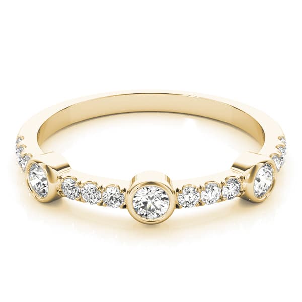 Bezel Set Split Prong Fashion Ring (0.42 ct. tw.), On hand view in yellow gold
