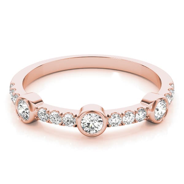 Bezel Set Split Prong Fashion Ring (0.42 ct. tw.), On hand view in rose gold