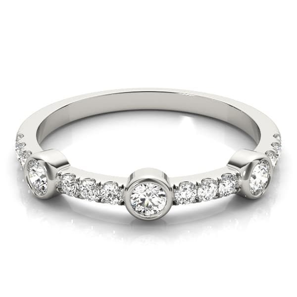 Bezel Set Split Prong Fashion Ring (0.42 ct. tw.), On hand view in white gold or platinum